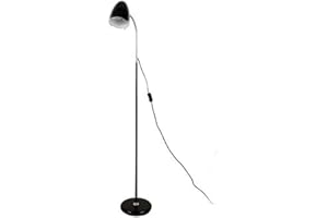 MiniSun | Modern Gloss Black and Polished Chrome Adjustable Floor Lamp | Floor Lamps & Torchieres, Home Décor & Improvement Essential