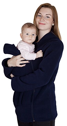 Maternity Polar warm fleece Hoodie / Pullover for two / for Baby Carriers (16, Navy)