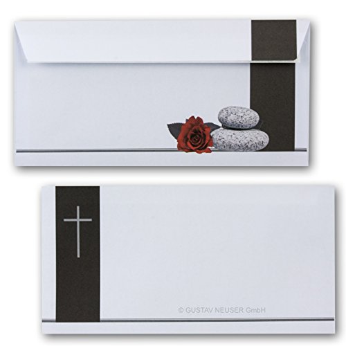 50 x Trauer-Set // Danksagungs-Trauer-Doppelkarten mit Umschlägen DIN Lang 21 x 19,8 cm // Hochglanz // Serie: Mathilde - 3