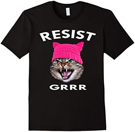 Men's Resist Pink Pussy Cat Hat for Solidarity T-shirt XL Black