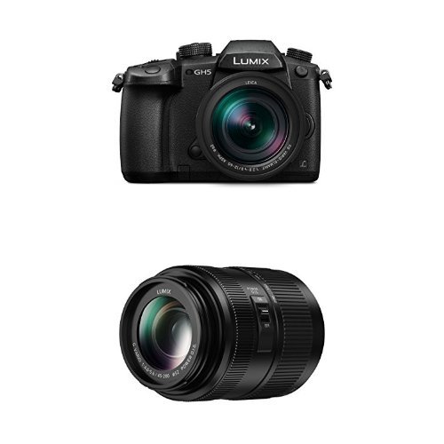 Panasonic DC-GH5LEB-K Lumix G Compact System Camera with H-FSA45200E 45 - 200 mm LUMIX G VARIO Lens Bundle