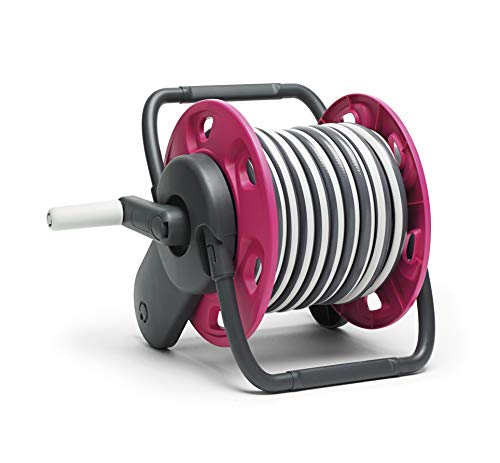 GF Garden, Mini Concept Ready, Avvolgitubo Portatile per Irrigare il Giardino, in plastica, 15 Metri di Tubo Ø1/2", con accessori in dotazione, colore Fucsia