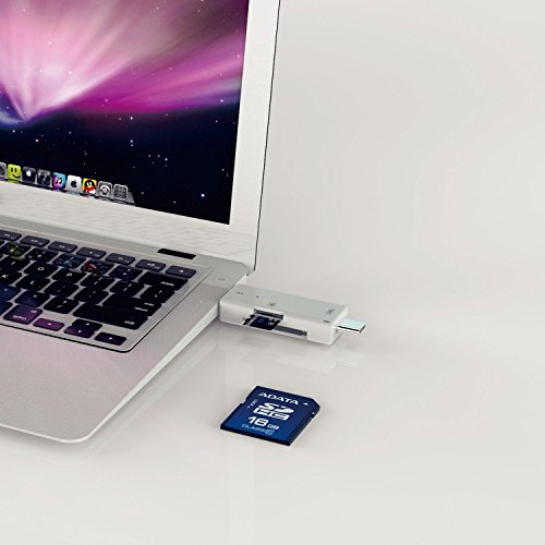 HXINH 3-in-1 Kartenleser OTG Adapter mit Type-C, USB 2.0, Micro USB DFP, UFP Unterstützen TF SD Karte, Weiß - 6