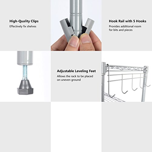 LANGRIA Regal Haushaltsregal Badezimmerregal 4 Ablage Bücherregal Regalsystem Metal Aufbewahrung, Silber - 4