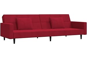 vidaXL Divano Letto a 2 Posti con 2 Cuscini Rosso Vino in Velluto