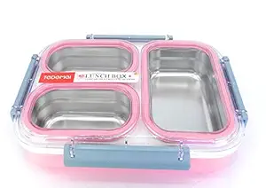 Shoppyana Kids Stainless Steel Insulated 2 Grid School Lunch Box with Spoon and Mini Salad Box (SC-121)