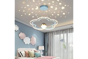 Lxq LED Ciel Étoilé Lustre Fleur Design Chambre d'enfant Lampe Suspendues Dimmable Salle à Manger Suspension Garçon Fille Lampes Table Pendentif Intérieur Éclairage Lumières,Bleu,40cm