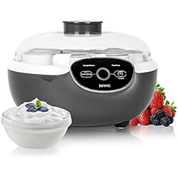 Duronic YM2 Yaourtière électrique avec écran numérique et 8 pots en céramique - Parfait pour préparer des yaourts faits-maison