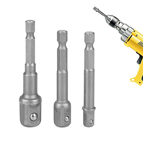 YOEEKU Adapter Sechskant auf1/4", /1/2", /3/8" Vierkant Bohrfutter Adapter mit 4 kant Antriebmit, nuss adapter 3 teilig