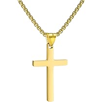 RWQIAN Kruishanger aan ketting voor heren en jongens, roestvrijstalen kruishanger, sieraden voor vrouwen, ketting 41-61 cm, zilver, goud, zwart, Roestvrij staal