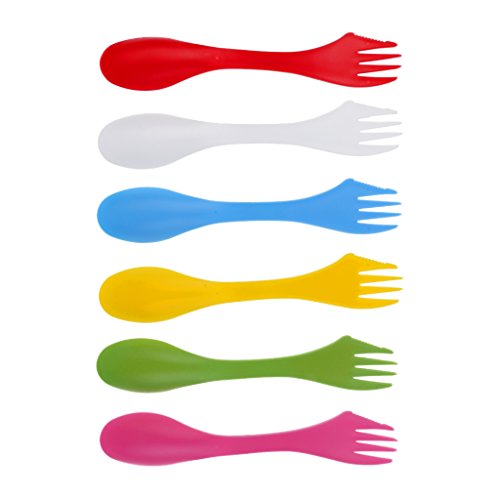 MagiDeal 6 Stück / Set 3-in-1 (Gabel Löffel Messer) Camping Besteck Set - 6