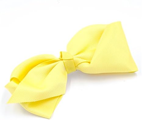 5" &amp; 7" Alligator Clip Bow - Kids, Ladies, &amp; Girls Large Colourful Easy Use Alligator Clip Hair, Clothing, &amp; Bag Bows (5", Yellow)