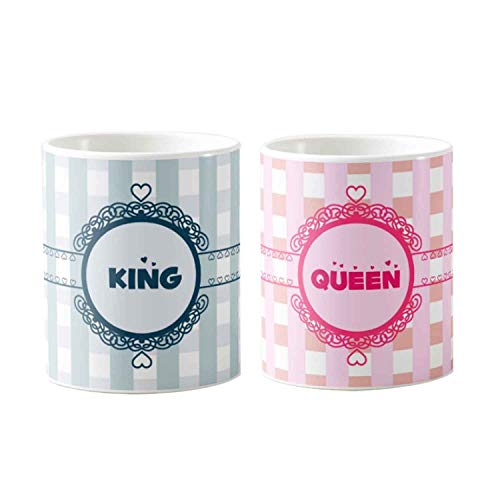Designer panda, King Queen Printed Coffee Couple Mugs Set of Two