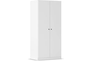 ‎RAUCH MÖBEL Rauch Möbel Buchholz Schrank abschließbar, Abschließbarer Kleiderschrank in Weiß 2-türig inkl. Zubehörpaket Basic 1 Kleiderstange, 4 Einlegeböden BxHxT 91x197x54 cm