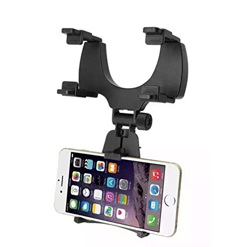 Durevole Auto specchietto retrovisore Supporti in ghisa, Power universale Smartphone supporto auto vista posteriore specchio supporto stand camion auto Bracket Cradle per tutti i tipi di smartphone GPS/PDA/MP3/MP4, nero