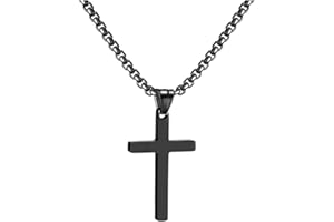 RWQIAN Croix Chaîne Hommes Croix Pendentif Acier inoxydable Garçons Pendentif Croix Collier Bijoux pour Femmes 16"-24" Argent Or Noir