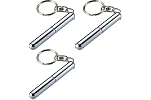 YMHAPP 3 x silberner einziehbarer Mini-Stift – Edelstahl-Metall-Werkzeug-Schlüsselanhänger für Vater, Studenten, Büroangestellte, Bauarbeiter – Weihnachten, Geburtstag Gadget