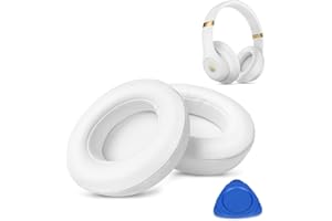 HiFan Replacement Ear Pads, Earpads Compatible with Beats Studio 2.0 & 3.0 Wired/Wireless B0500/B0501, Ear cushions with Softer Leather, Noise Isolation Memory Foam (White)