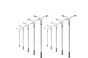 FACULX 10PCS LED Mini Lampione Street HO OO Scala 1/75 per Sandbox Giardini in Miniatura Città Modello Modello Lampada Esterna