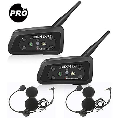 LEXIN ELECTRONICS DESIGN FOR BIKE 2 x LEXIN LX-R6 Casque de Moto Interphone Bluetooth Headset, 1000m Range 6-rider Interphone