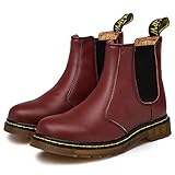  Zkyo Chelsea Boots Damen Herren Kurzschaft Winter Stiefel Warm Gefüttert Ankle Stiefeletten Rutschfeste Worker Boots Größe Rot 39