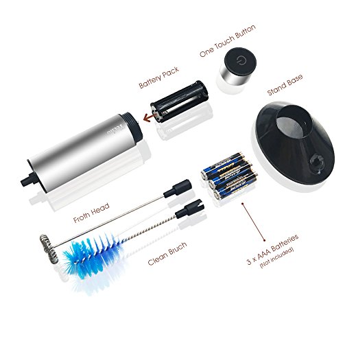 Techo Elektrischer Milchaufschäumer, portabel, für Kaffee, Edelstahl … (milk frother only) - 3