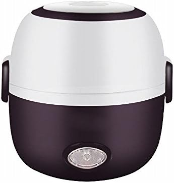 D Electric pot Mini-Rice Cooker Cooking Double-Layer Electronic Electric Lunch Boxes,Brown