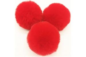BrightGlow Kunstfell Pompon 8cm Weiche Pompons zum Basteln Groß Pom Pom Bälle Fellbommel Kunstfell-Pom-Poms DIY Pom Pom Bälle Kaninchenfell Bommel für Mützen Beanies Tasche Rot 10 Stück