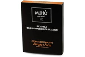 MUHA' | Profumatore Auto Ricarica, Fragranza Cedro e Bergamotto, Rilascio Graduale di Profumo