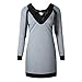 Produktbild T-Shirt Damen Sunday Beliebte Attraktive Lange Pullover Bandage Kragen Reine Farbe Tops (M, Grau)