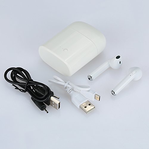 Cewaal Mini Bluetooth KopfhÃ¶rer Stereo Sport Headset Wireless OhrhÃ¶rer mit Ladebox Eingebautes Mikrofon fÃ¼r Apple iPhone iPad Android Smartphones Tablets WeiÃŸ