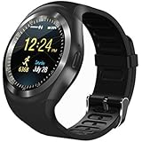 KKCITE 1.22inch Y1 Bluetooth Smartwatch,Unlocked Smartwatch Phone With Pedometer Sleep Monitor Walking Distance watch for IOS Android Smartphones