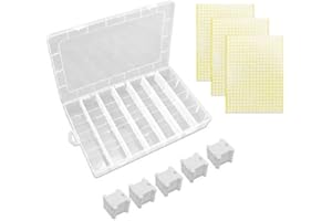 KNR HARMONY Floss Thread Bobbins 100pcs and Storage Box Set with Dots Blank Stickers for Embroidery Craft DIY Sewing Storage