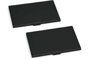 Vidsmow 2 PCS Portatarjetas de Visita, Estuche Delgado y Elegante para Tarjetas de Visita de Acero Inoxidable para Hombres y Mujeres, Cierre de Hebilla Negro, Ideal para Tarjetas de Crédito