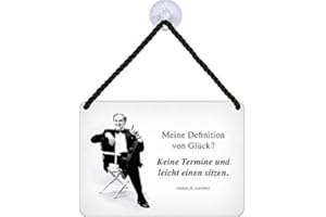 BLECHWAREN FABRIK BRAUNSCHWEIG GMBH Blechwarenfabrik Braunschweig Kultschild Meine Definition von Glück? Keine Termine und leicht einen sitzen aus Blech Mehrfarbig, Maße: 16,5cm x 11,5cm x 0,6cm, KH027