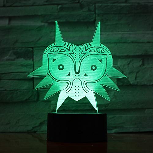 FaceToWind 3D Acrylic Night Light Legend Of Zelda Figure Majoras Mask 3D Lava Lamp Creative 7 Color Changing Led Night Light