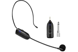 HUACAM Wireless Microphone, Head Mounted and Handheld 2-in-1, 160 feet (50 Meters) Effective Range, Suitable for amplifiers, Fitness, Churches, speeches