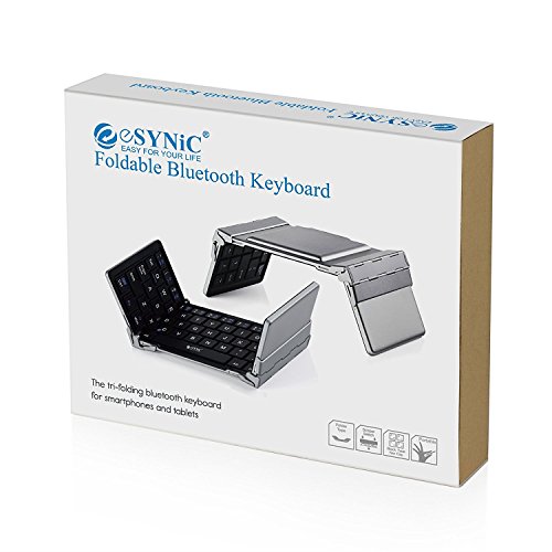 Faltbare Bluetooth Drahtlose Tastatur mit QWERTZ Tastaturlayout für Apple IOS iPad Air iPad Mini iPad 4 Mac Linux Windows Microsoft Surface Pro3 Android Samsung Galaxy Tablet PC Smart Phone – Schwarz und Silber - 7