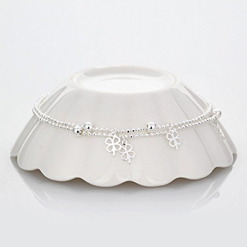 Fußkette, Ularmo Vier-Blatt Klee Knöchel Armband Strand Fuss Schmuck - 3