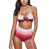 MOSERIAN Damen Badeanzug Summer Plus Size Farbverlauf Fliege Bademode Badeanzug Beachwear Bikini Set