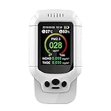 Moniteur de Qualité de l'Air Intérieur avec LCD Couleur, Formaldéhyde (Hcho) Détecteur de PM2.5/PM10/Tvoc Testeur de Tests Précis pour La Maison de Voiture en Plein Air Détecter