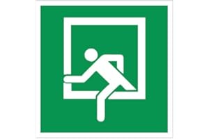 AUMOK Notausgang - Rettungsfenster Folie selbstklebend 200 x 200, Grün, Kunststoff, Fensterfolie, Notausgangsschild, Funktional