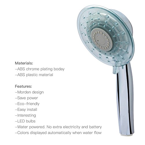 7 Farbwechsel Duschkopf LED-Licht automatisch Badezimmer Duschkopf Einstellbare Spritzdüse Regenmenge MaiTian - 6
