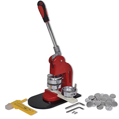 Red Small Cutter Tool Badge Maker Machine 1.7" with Circle Cutter and Button Parts 500 Sets