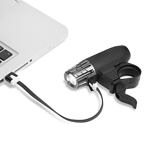 SUNSPEED Fahrradlicht/Frontlicht LED,Fahrradbeleuchtung über USB aufladen, 4-Modi, 200lumens Weiß CREE 3W LED, Easy Install - 6