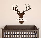 wandaufkleber baumstamm Personalisierter Name Deer Head Boy Name Aufkleber Decal Deer Antler Aufkleber Boy Nursery Schlafzimmer Bithday Geschenk