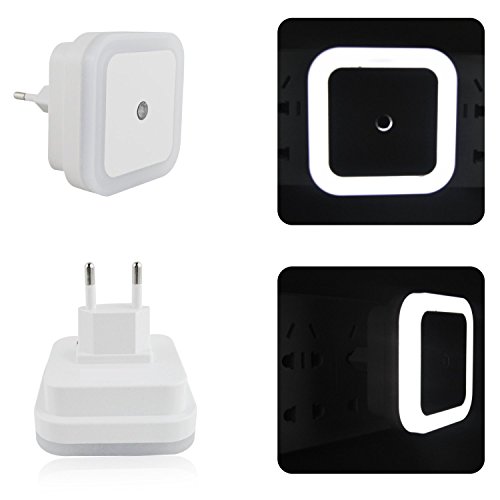Nachtlicht, FIDEA night Licht 0.5W Plug in LED Nachtlicht Lampe mit Sensor, mit automatischer Dämmerung bis Dämmerung Lichtsensor, weiß, 4er Pack (Platz) - 6