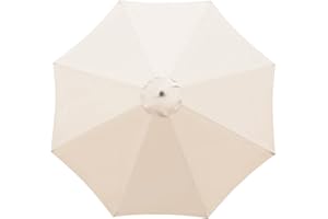 LEMCC Toldo redondo de repuesto para sombrilla de patio de 3 m para 8 varillas, cubierta de repuesto para sombrilla de mesa al aire libre (solo toldo), blanco, 9.8ft/ 3m