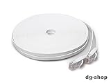  15 m Meter Patchkabel CAT6 Netzwerkkabel DSL Ultra Flach Netzwerk Lan Internet kabel Weiß RJ45 10/100/1000Mbit/s kompatibel zu CAT.5 CAT.5e CAT.7