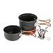 Produktbild TOMSHOO Camping Kochgeschirr Set, Camping Herd, Campingkocher, Windschutz, Edelstahl Spork, Löffel, Cutter, Gabel, Loofah Schwamm (SET 3 Mit Herd)